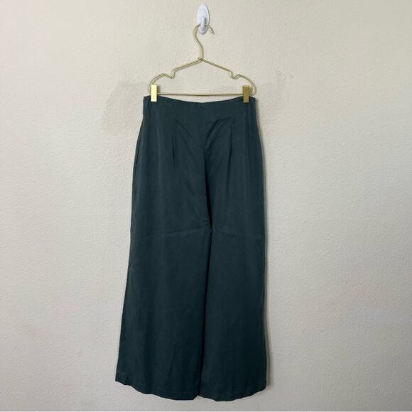 VETTA Capsule Button Fly Culottes Pants Green Tencel Wide Leg High Waist Size 4 - Picture 6 of 9